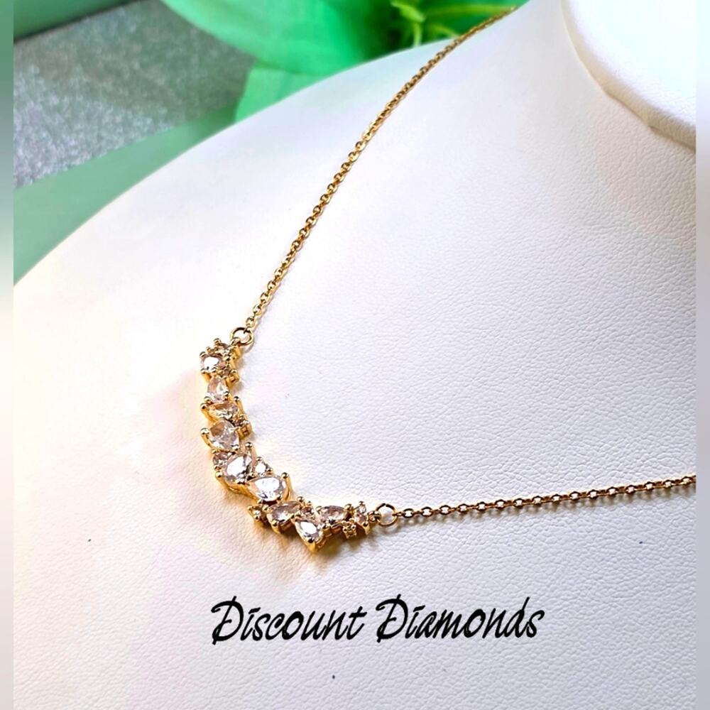 18K Gold Plated Titanium Wisteria Zircon Flower Choker Pendant Necklace